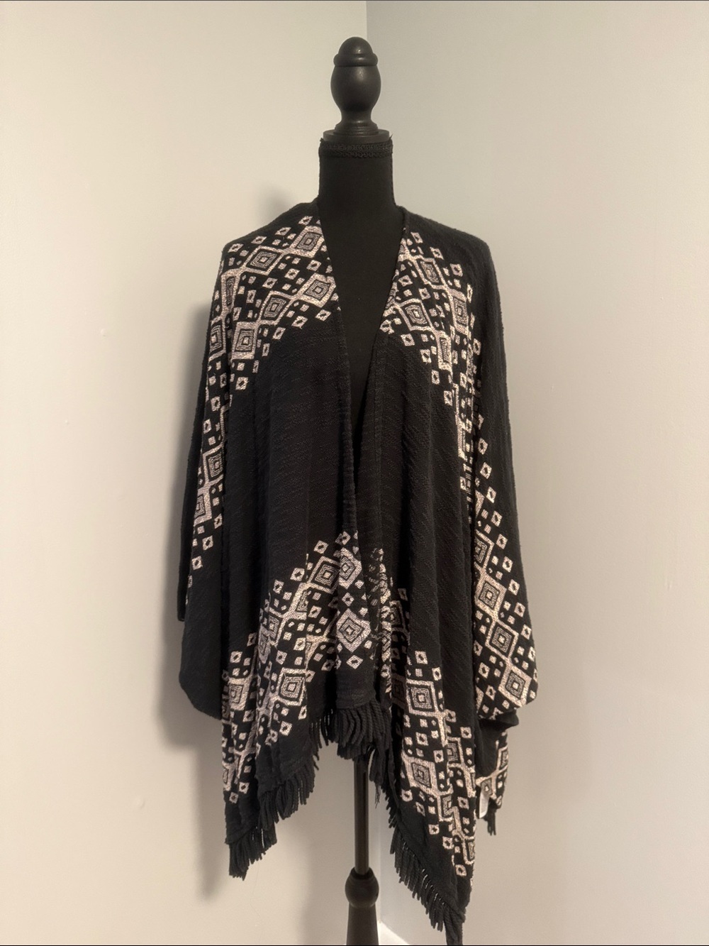 Mossimo Supply Co. Black and White Geometric Poncho